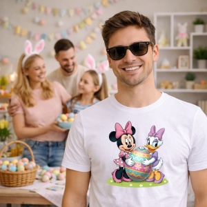 Tricou Paste Minnie Mouse Daisy Paste Cos Oua Colorate, din bumbac 100%, tricou alb, Copii | Dama | Barbat - Img 7