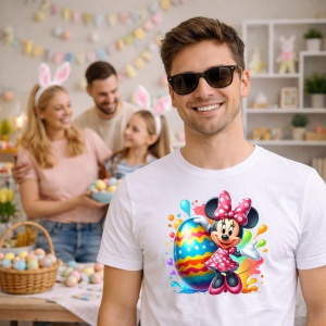 Tricou Paste Minnie Mouse Paste Ou Mare Colorat, din bumbac 100%, tricou alb, Copii | Dama | Barbat - Img 7