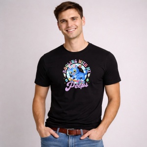 Tricou Paste Rolling With My Peeps Kpop Pisica Pastel, din bumbac 100%, tricou negru, Copii | Dama | Barbat