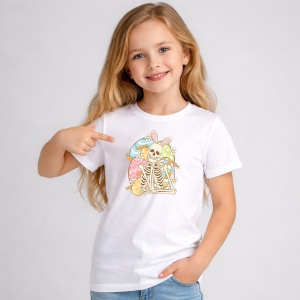 Tricou Paste Schelet Iepuras Oua Pastel Funny Dark Humor, din bumbac 100%, tricou alb, Copii | Dama | Barbat