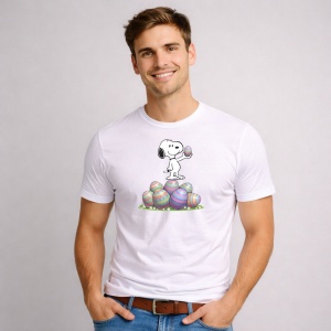 Tricou Paste Snoopy Paste Oua Colorate Echilibru Jucaus, din bumbac 100%, tricou alb, Copii | Dama | Barbat - Img 2