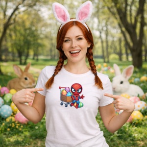 Tricou Paste Spiderman Paste Cos Oua Colorate, din bumbac 100%, tricou alb, Copii | Dama | Barbat - Img 9
