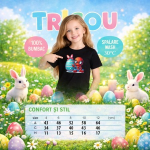 Tricou Paste Spiderman Paste Ou Mare Decorativ, din bumbac 100%, tricou negru, Copii | Dama | Barbat - Img 4