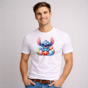 Tricou Paste Stitch Paste Oua Colorate Iepuras Zambitor, din bumbac 100%, tricou alb, Copii | Dama | Barbat - Img 2