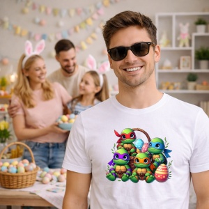 Tricou Paste Teenage Mutant Ninja Turtles Paste Oua Colorate, din bumbac 100%, tricou alb, Copii | Dama | Barbat - Img 7