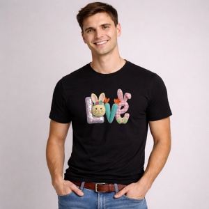 Tricou Paste Text Love Iepuras Pastel Cute, din bumbac 100%, tricou negru, Copii | Dama | Barbat - Img 2