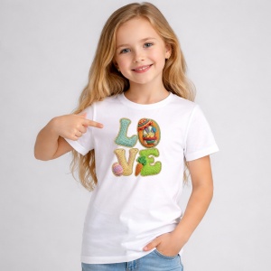 Tricou Paste Text Love Oua Pastel Stil Cute, din bumbac 100%, tricou alb, Copii | Dama | Barbat - Img 2