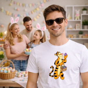 Tricou Paste Tigger Paste Cos Oua Colorate Saritor, din bumbac 100%, tricou alb, Copii | Dama | Barbat - Img 7