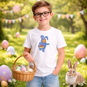 Tricou Paste Winnie The Pooh Costum Iepuras Paste Oua, din bumbac 100%, tricou alb, Copii | Dama | Barbat - Img 5