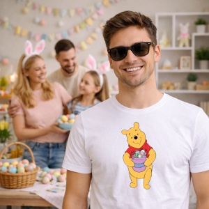Tricou Paste Winnie The Pooh Paste Cos Oua Colorate 2, din bumbac 100%, tricou alb, Copii | Dama | Barbat - Img 7