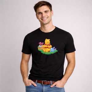 Tricou Paste Winnie The Pooh Paste Cos Oua Colorate Iarba, din bumbac 100%, tricou negru, Copii | Dama | Barbat
