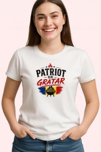 Tricou Patriot De Gratar Steag Romania Mici V3, din bumbac 100% , tricou alb pentru Dama | Barbat - Img 2