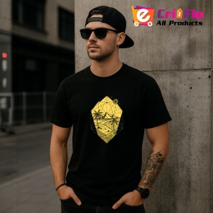 Tricou Peisaj Galben Cu Plaja, Copii | Dama | Barbat, culoare negru - Img 7