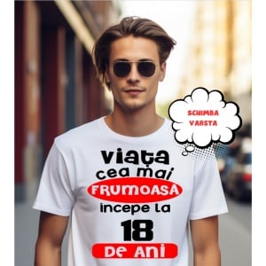 Tricou pentru barbati alb: Viața cea mai frumoasă începe de la.. 100% bumbac