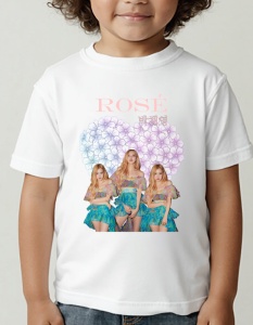 Tricou pentru copii - K-POP - Rosé Flower Power - Stil delicat, design floral, Rosé BLACKPINK chic.
