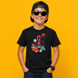 Tricou Personaj Insecta Baschetbalist Cu Ochelari, din bumbac 100%, tricou negru, Copii | Dama | Barbat - Img 3