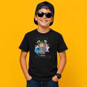 Tricou Personaj Mistic Japonez Graffiti Urban Cultura Asiatica, din bumbac 100%, tricou negru, Copii | Dama | Barbat - Img 3