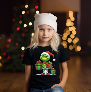 Tricou personalizat Craciun pentru copii, Spiridusul Grinch, Bumbac - Img 7