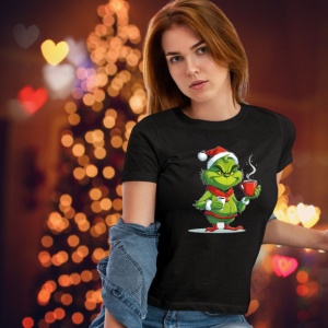 Tricou personalizat Craciun pentru dama 1, Spiridusul Grinch, Bumbac