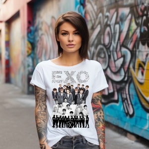 Tricou personalizat dama cu formatia EXO Kpop
