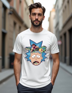 Tricou personalizat pentru barbati din bumbac 100% - Crazy Rick, Rick și Morty, desen animat, ciudat, comedie