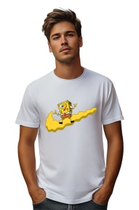 Tricou personalizat pentru barbati din bumbac 100% cu imprimeu haios Cool Spongebob, cu imprimeu pentru barbati, stil modern, confortabil, tricou personalizat