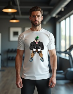 Tricou personalizat pentru barbati din bumbac 100% - "Goofy Gym" - Tricou amuzant pentru antrenamente