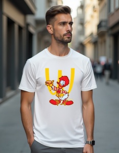 Tricou personalizat pentru barbati din bumbac 100% - WcDonalds Duck, parodie, fast food, desen animat, amuzant