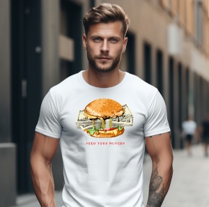 Tricou personalizat pentru barbati Money Hamburger - Feed your Hunger