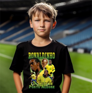 Tricou personalizat pentru copii cu fotbalistul Ronaldinho