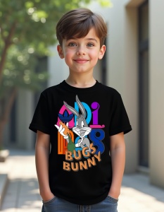 Tricou personalizat pentru copii din bumbac 100% - Bugs Bunny Style, Looney Tunes, desen animat, stil retro, amuzant - Img 2