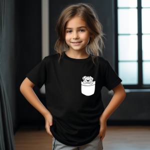 Tricou personalizat pentru copii din bumbac 100% cu imprimeu de buzunar - Dalmatian adorabil - Cadou perfect pentru iubitorii de căței - Img 5
