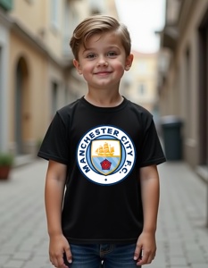 Tricou personalizat pentru copii din bumbac 100% - Echipa De Fotbal - Manchester City