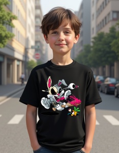 Tricou personalizat pentru copii din bumbac 100% - Scary Bugs, Looney Tunes, iepure, horror, amuzant - Img 2