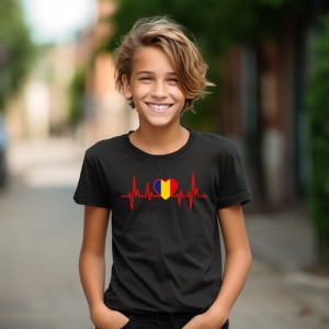 Tricou personalizat pentru copii Ritmul inimii, iubesc Romania