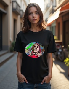 Tricou personalizat pentru dama din bumbac 100% - 6IX9INE - Img 2