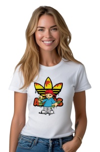 Tricou personalizat pentru damă din bumbac 100% Buddy The Painter, cu imprimeu pentru femei, stil modern, confortabil, tricou personalizat