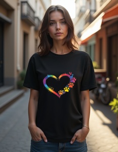 Tricou personalizat pentru dama din bumbac 100% - Cat Heart - Img 2