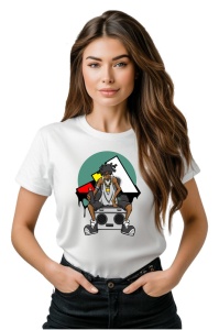 Tricou personalizat pentru damă din bumbac 100% Grafitti Street Music, cu imprimeu pentru femei, stil modern, confortabil, tricou personalizat