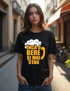 Tricou personalizat pentru dama din bumbac 100% - Inca O Bere Si Mai Stau