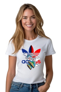 Tricou personalizat pentru damă din bumbac 100% Looney's Bugs Bunny, cu imprimeu pentru femei, stil modern, confortabil, tricou personalizat