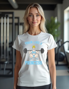 Tricou personalizat pentru dama din bumbac 100% - "Train Like a Princess - Cinderella" - Perfect pentru sesiuni de fitness elegante