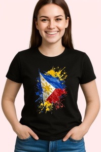Tricou Philippines Steag Splash Art, Copii | Dama | Barbat, culoare negru
