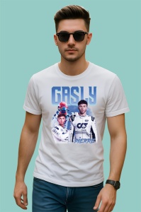 Tricou Pierre Gasly Portret Si Masina Costum Alb Formula 1, Copii | Dama | Barbat - Img 2