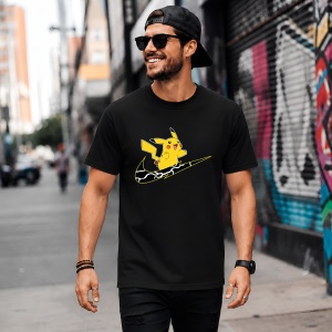 Tricou Pikachu Black Lightning Strike Urban Street Fashion Design, din bumbac 100%, tricou negru, Copii | Dama | Barbat - Img 5
