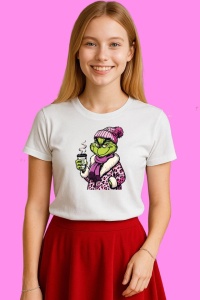 Tricou Pink In My Grinch Era, din bumbac 100%, tricou alb, Copii | Dama | Barbat - Img 4
