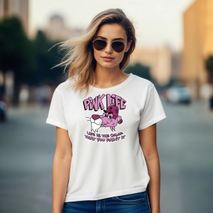Tricou Pink Life Panther Tricou Alb - Copii | Dama | Barbat - Img 8