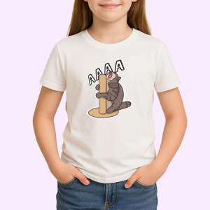 Tricou Pisica Amuzanta Agata De Lemn Meow, din bumbac 100% , tricou alb pentru Copii | Dama | Barbat - Img 2