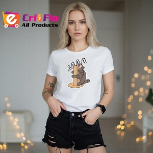 Tricou Pisica Amuzanta Agata De Lemn Meow, din bumbac 100% , tricou alb pentru Copii | Dama | Barbat - Img 7