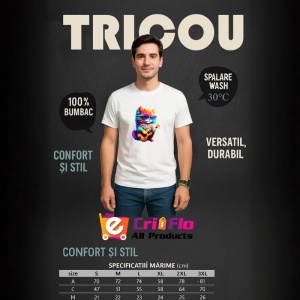 Tricou Pisica curcubeu cu barba si chitara electrica Copii | Dama | Barbat - Img 6